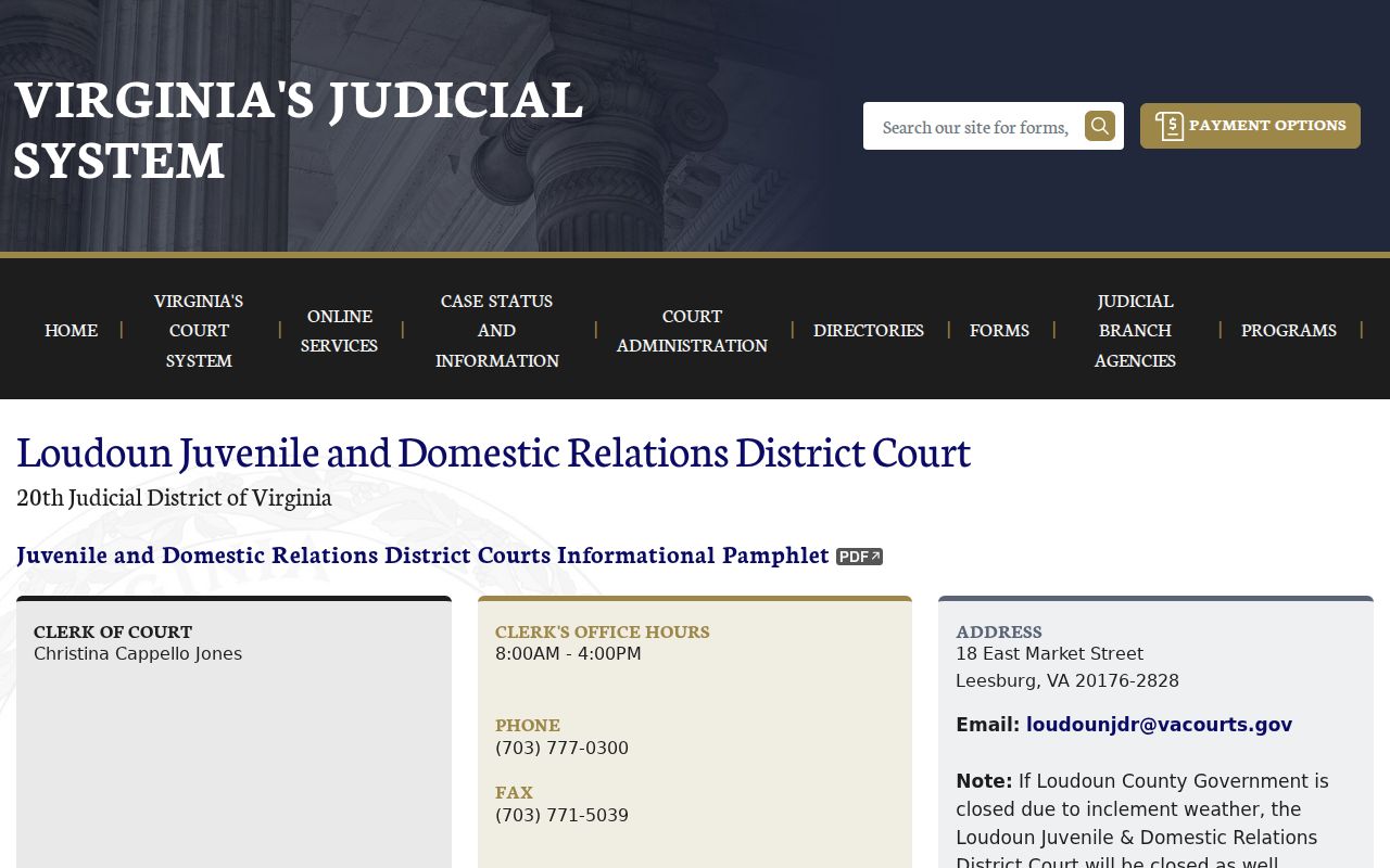 Loudoun County warrant records and JDR court contact information