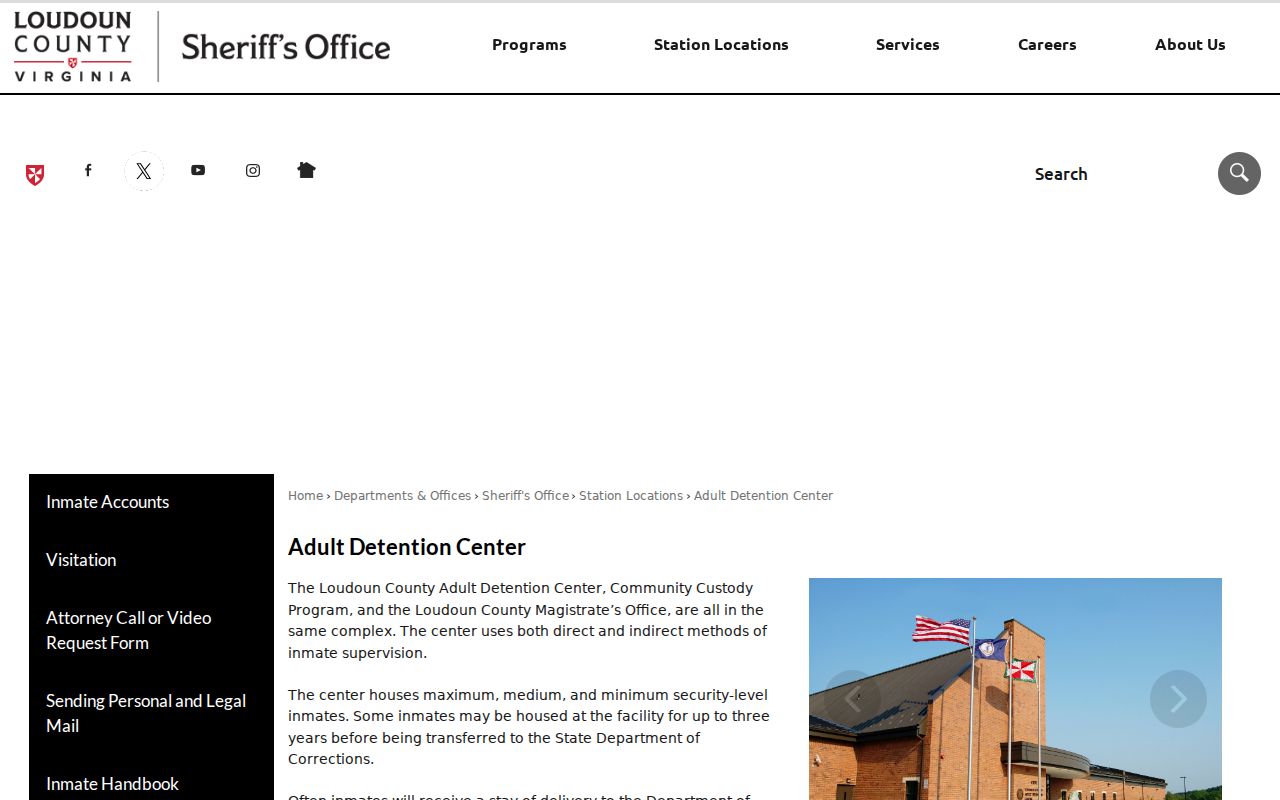 Loudoun County active warrant resolution routing at the Adult Detention Center complex