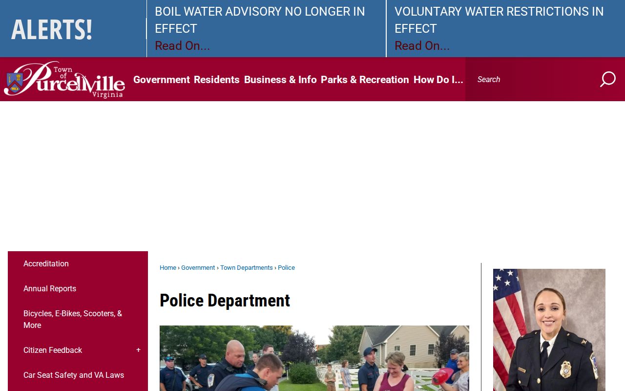 Purcellville warrant questions can be routed through the town police department
